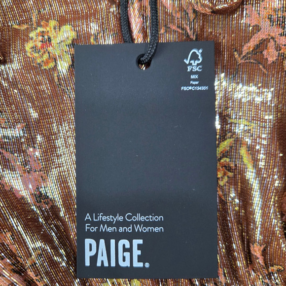 Paige Noah Metallic Silk Blend Bronze Romantic Mini Dress Size Small NWT $350 - Picture 6 of 13